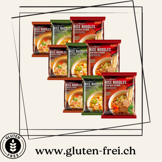 Instant Rice Noodles 9-Pack – Chicken, Vegetable & Beef glutenfree